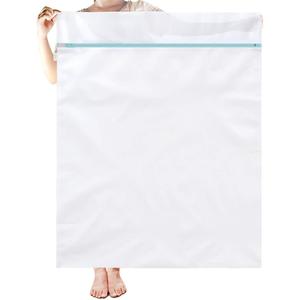 OTraki Large Mesh Washing Bag 43 x 35 in XL Laundry Bag Washer Machine Net Protector Large Washer Bag for Travel Camp College Student Dress Bedding Blanket Sheet Don't Drying, Melting 140-176℉ Blue