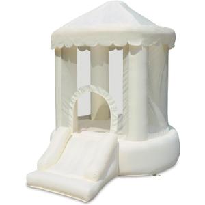 Bounceland Mini Play Tent Creamsicle Bounce House, 7.7 ft L x 5.6 ft W x 7.4 ft H, Neutral Bounce House w/Slide, UL Blower Included, Trendy Bouncer for Kids, Indoor & Outdoor Use, Best Gift for Kids