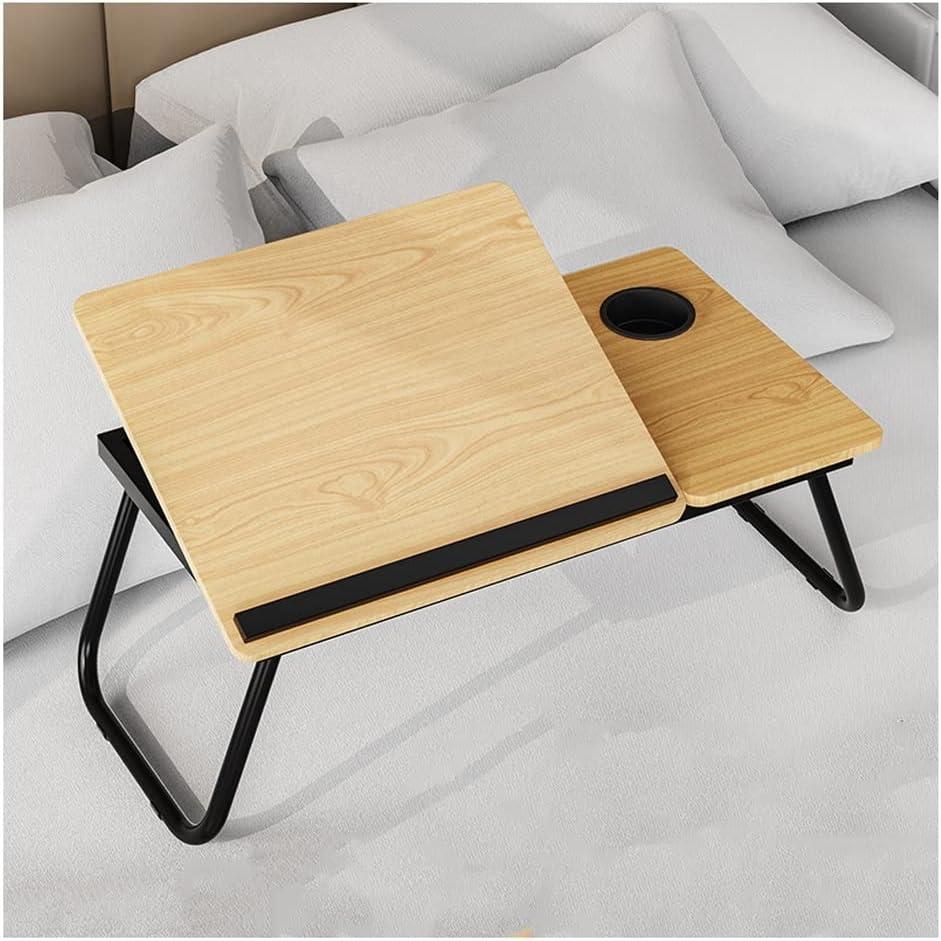 Adjustable Laptop Bed Desk,Cup Holder/Baffle/Folding Leg Portable Multifunctional Bed Tray Table,Writing Eating Bed Table Write (Black 21.7inchs)