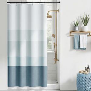 jinchan Small Stall Shower Curtain 36x72 Inches Ombre Ocean Blue Striped Shower Curtains for Bathroom Nautical Gradual Color Waterproof Fabric Minimalist Modern Neutral with 7 Hooks