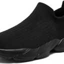 LDJ Womens Lightweight Slip on Walking Shoes Comfort Breathable Nurse Shoe Mesh Sock Casual Fashion Tennis Running Sneakers (8.5, Black)