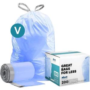 Plasticplace Custom Fit Trash Bags, Compatible with simplehuman Code V (100 Count) Tinted Blue Drawstring Garbage Liners 4.2-4.8 Gallon, 14.5" x 28" (100 Count (Pack of 1))
