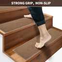 GROWLING Linen Stair Treads for Wooden Steps Indoor 36x9 inch,7pcs Upgraded Self Adhesive Backing Non Slip Stair Carpets, Peel and Stick Stair Runner Rugs, Reusable Staircase Step Treads(Brown)