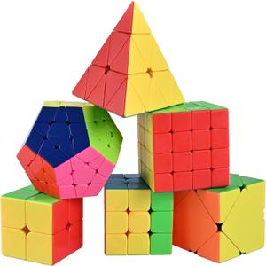 GOLDGE Speed Cube Set  6-Pack Puzzle Cube Collection for Kids & Adults | Includes 2x2, 3x3, 4x4, Pyraminx, Megaminx & Fenghuolun Magic Cubes for Brain Training & Fun Challenges