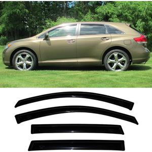 94162 Original Side Window Deflector Visor Rain Guard,Outside Mount Tape-on Shatterproof Dark Smoke,4pc window shades fit for 2009-2016 Toyota Venza
