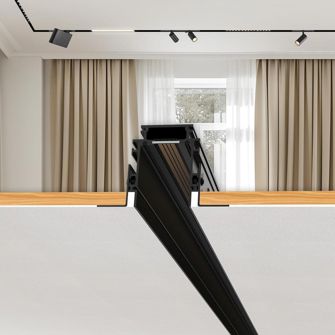 SCON Track Rails, Recessed Magnetic Track Lighting Kit, Easy Install Aluminum Rail System for Flush Mount LED Heads, for Magnetic Lamp Heads for Kitchen, Living Room, Office, Shop (3.3FT/39.4")