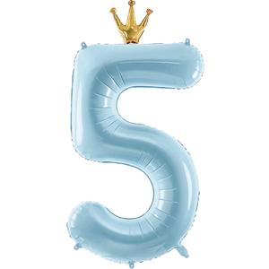 Number 5 Balloon with Crown, Large number balloons 40 inch, 5th Birthday Party Decorations Supplies 5 Year Old Birthday Sign Decor, Blue