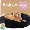 Bedsure Calming Dog Bed for Extra Large Dogs - Donut Washable Large Pet Bed, 45 inches Anti-Slip Round Fluffy Plush Faux Fur Dog Bed, Fits up to 120 lbs Pets, Black