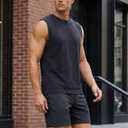 Men's Cotton Blend Workout Muscle Tank Top (Blue, L)