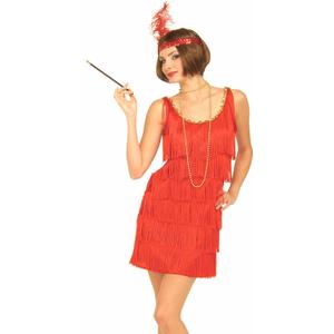 Roaring 20's Flapper Dress and Headband Costume (S, Red) 4-6