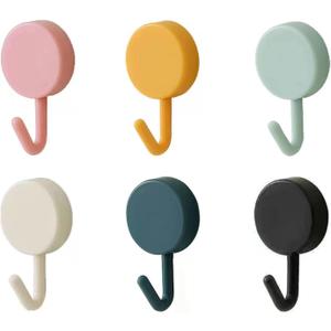 6 Pack Adhesive Hooks Cute Utility Hooks, Key Hooks for Wall Decorative, for Hanging Hat, Towel, Key, Towel Hook Wall Mount for Home, Kitchen, Bathroom, Office