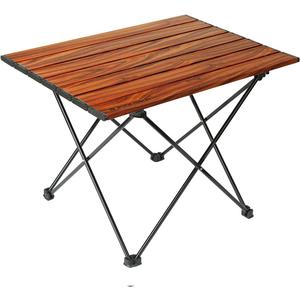 ROCK CLOUD Portable Camping Table Ultralight Aluminum Camp Table Folding Beach Table for Camping Hiking Backpacking Outdoor Picnic, Size M (Wood Grain)