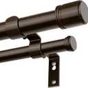 Double Curtain Rod 72 to 144 Inch, HOTOZON 1 Inch Heavy Duty Double Curtain Rods for Windows 60 to 140 Inches(5-11.6 ft), Telescoping Drapery Rod with Simple End Finials, Bronze