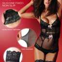 Buauty Black Thigh High Stockings for Women  Lace Top Sexy Thigh Highs Pantyhose, Plus Size Sheer Black Tights (Black)