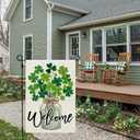 2 x CROWNED BEAUTY St Patricks Day Garden Flag Shamrocks Clover Mason Jar 12x18 Inch Double Sided Green Holiday Decoration for Outdoor Lawn Yard CF1939-12