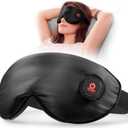 LitBear Heated Eye Mask, Silk Cordless Warm Eye Compress for Dry Eyes, Light Blocking Heat Eye Mask for Women Men, Soft Eye Heating Pad for Dry Eyes, Travel, Rechargeable, Washable Cover (Black)