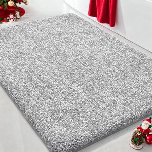 Yimobra Bathroom Rugs Non Slip Washable Ultra Soft Absorbent Microfiber Bath Mat, Dual-Tone Decor Rug with Rubber Backing for Bathroom Floor, Tub and Shower,24x17,Home Essentials,Grey and White