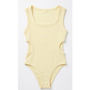 Women T-Shirt Yellow, One-Piece Bodysuit Leotard Sleeveless Athletic Jumpsuit Wrestling Singlet, L