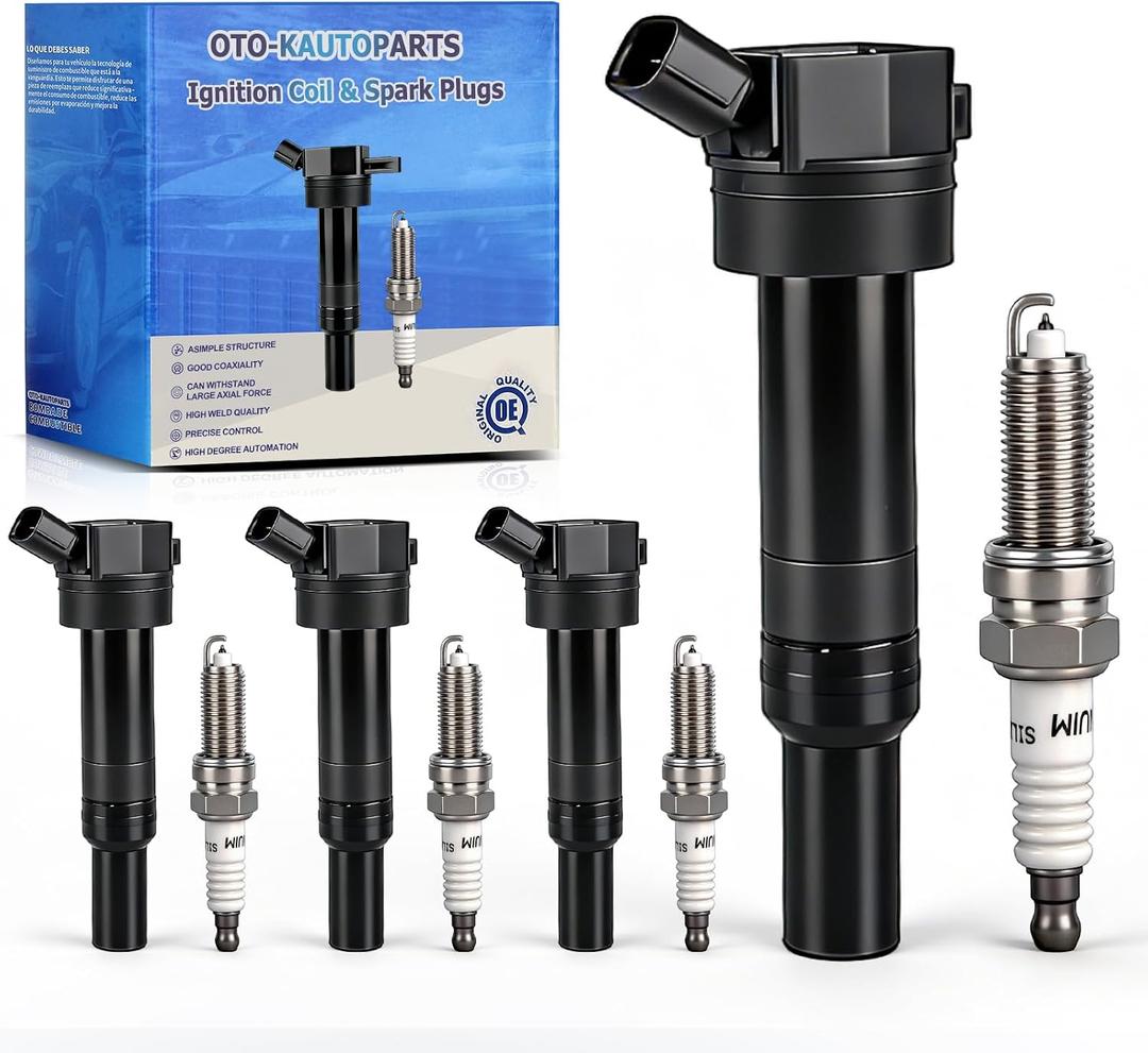 OTO-K Ignition Coil Pack and Iridium Spark Plugs Compatible with Kia Soul Forte Hyundai Tucson Elantra 2011-2019,Spark Plugs Coil Packs Replaces# UF651 & 9723