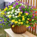 Colorful Artificial Flowers for Outdoors, 10 Bundles Realistic Spring Outdoor Fake Silk Flowers, UV Resistant Faux Flowers & Plants Outside for Porch,Pot,Window Box Filler Planter Decor(MixColors)