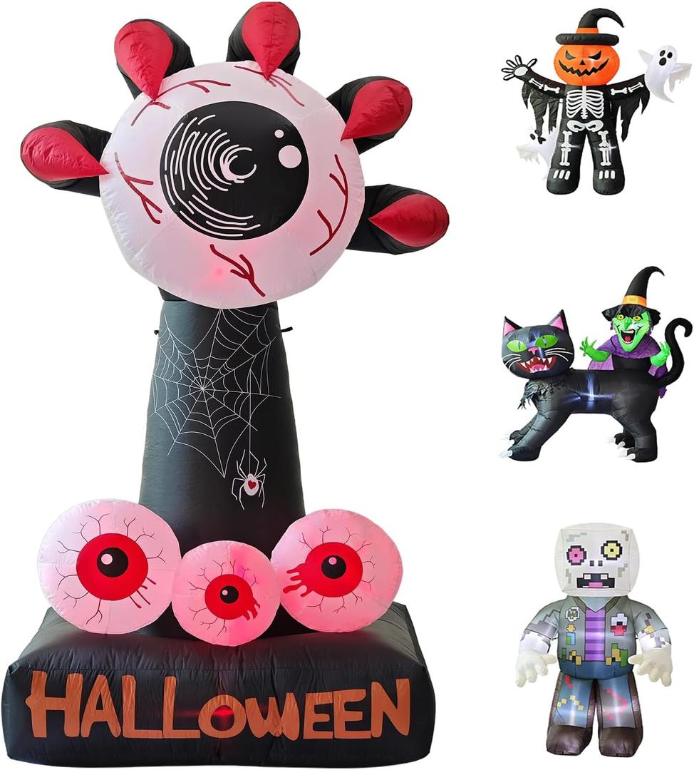 LANGXUN 8ft Hell's Eye Spooky 2025 Halloween Inflatable Decorations - Eyeball & Claws Yard Prop with LED Effect for Indoor Outdoor Lawn, Garden, Patio Cute Skeleton Ghost Holiday Party Decor