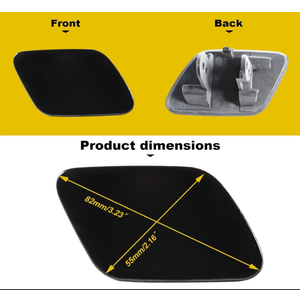 Car Front Bumper Headlight Washer Cover Compatible with BMW X5 E70 2007-2012 Headlight Washer Nozzles Cover 51657199141 51657199142 Water Spray Cover Black Right Passenger Side, Black