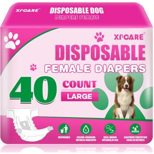 XPCARE 40 Count Disposable Female Dog Diapers, Super Absorbent, Leak Proof, Dog Diapers,Dog Period Diaper Female, for Incontinence, Estrus Female Dogs (Large)