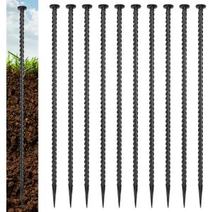 10 Pack 30-inch Rebar Stakes - 5/8 Diameter Heavy Duty Ground Stakes with Chisel Point Ends, Galvanized Steel Metal Stakes for Landscaping, Plant Support, Concrete Form and More