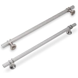 6 Pack 10 Inch Cabinet Pulls knurled Brushed Satin Nickel Kitchen Cabinet Handles Aluminum and Zinc Alloy Drawer Pulls Solid Cabinet Hardware (10'' Hole Center(254mm))