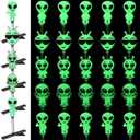 Luinabio 30 Pcs Mini Glow in the Dark Hair Clips Rave Hair Clips for Women Carnival Music Festival Holiday Party Supplies (Alien)