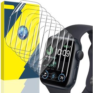 YMHML 8 Pack Screen Protector Compatible for Apple Watch 44mm SE 3 / SE 2/1 Series 6/5 / 4, [Upgrade Flexible Film] Soft HD Clear Anti-Scratch Film for iWatch Accessories (Transparent)