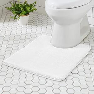 MINIDEAR Toilet Rugs 24x20 - U Shaped Cream Thick Memory Foam Contour Rugs,Ultra Soft & Plush Fluffy, Non-Slip, Quick Dry, Absorbent Washable Floor Microfiber Mat for Home Decor Accessories