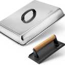 Stanbroil Melting Dome & Grill Press Kit- Stainless Steel Basting Cover Cheese Melting Dome with Cast Iron Burger Bacon Press for Flat Top Griddle Grill Indoor/Outdoor