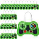 Silkfly 24 Pcs Video Game Party Favor Bags Non Woven Reusable Gaming Goodie Treat Gift Bags with Handles Gaming Party Supplies (Green,24 Pcs)
