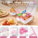 QCQHDU 2000ML Bento Lunch Box with 3 Compartments Container & Leak-Proof 8oz Insulated Food Jar, Suitable for Adults, Kids, and Toddlers