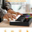 MIDI Keyboard Controller, 25 Key Rechargeable MIDI Keyboard with 8 Backlit Drum Pads, 8 Knobs, OLED Display, DAW Integration, MIDI Controller for Music Production
