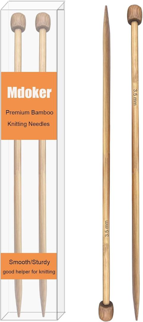 Mdoker Bamboo Knitting Needle Straight Single Pointed Sweater Knitting Needles 10-inch Length for Handmade DIY Knitting Projects,Size US 4(3.5mm)
