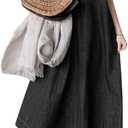 utcoco Womens Long Denim Dress Casual Loose Fit Ruffle Sleeveless V-Neck Jean Maxi Dresses for Women 2025 (Medium, Black)