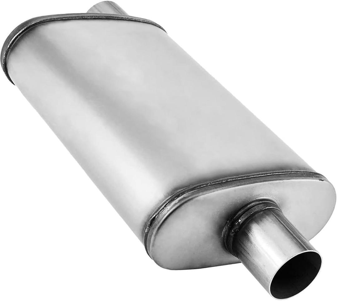 3 inch Exhaust Muffler,3.0" Universal Muffler Straight-Through Performance Resonator with Stainless Steel muffler for Cars, Trucks(3''Inlet/Outlet)