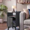 VASAGLE End Table with Charging Station, Narrow Side Table, Nightstand, 18.9"D x 11.8"W x 23.6"H