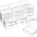 SATINIOR 24 Packs Small Clear Plastic Beads Storage Containers Box with Hinged Lid for Storage of Small Items, Crafts, Jewelry, Hardware (2.5 x 1.7 x 0.8 Inches)