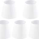 5 x Set of 5 Pure White Chandelier Lamp Shades,4" Top x 6" Bottom x 5" Height (Clip on Bulb) Small Lamp Shades, Faux Silk Fabric Lamp Shade for Desk Lamp Wall Lamp Replacement Lampshade by GO&SO