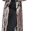 Women's Cardigan Sparkle Sequins Open Front Long Sleeve Cardigan Coat Dress for Evening Party (Black, XXXL)