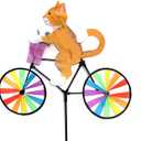 Backyard Wind Spinner Yellow Tabby Cat on a Bicycle Spinner Carrying a Llittle Mouse Pinwheel Windmill Colorful Garden Decoration