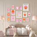 16 PCS Aura Angel Numbers Room Decor, Wall Art Prints for Bedroom, Posters for Room Aesthetic, Wall Collage Kit Pictures for Living Room, Inspirational Quotes, Cute Trendy Dorm Gallery Home (11"x14" Unframed, Pinkish-orange)