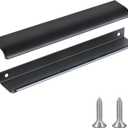 JOOJA 10 Pack Modern Style Finger Edge Pull Furniture DrawerHandles Hidden Cabinet Kitchen Drawer Handles Knobs, 300mm (Black)