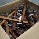 AMKUFO 20pcs Wooden Pants Hangers Solid Pants Hangers with Adjustable Clips 14 Inch Walnut Wood Skirt Hangers Trousers Bottom Hanger with Non-Slip Clips and 360 Swivel Hook