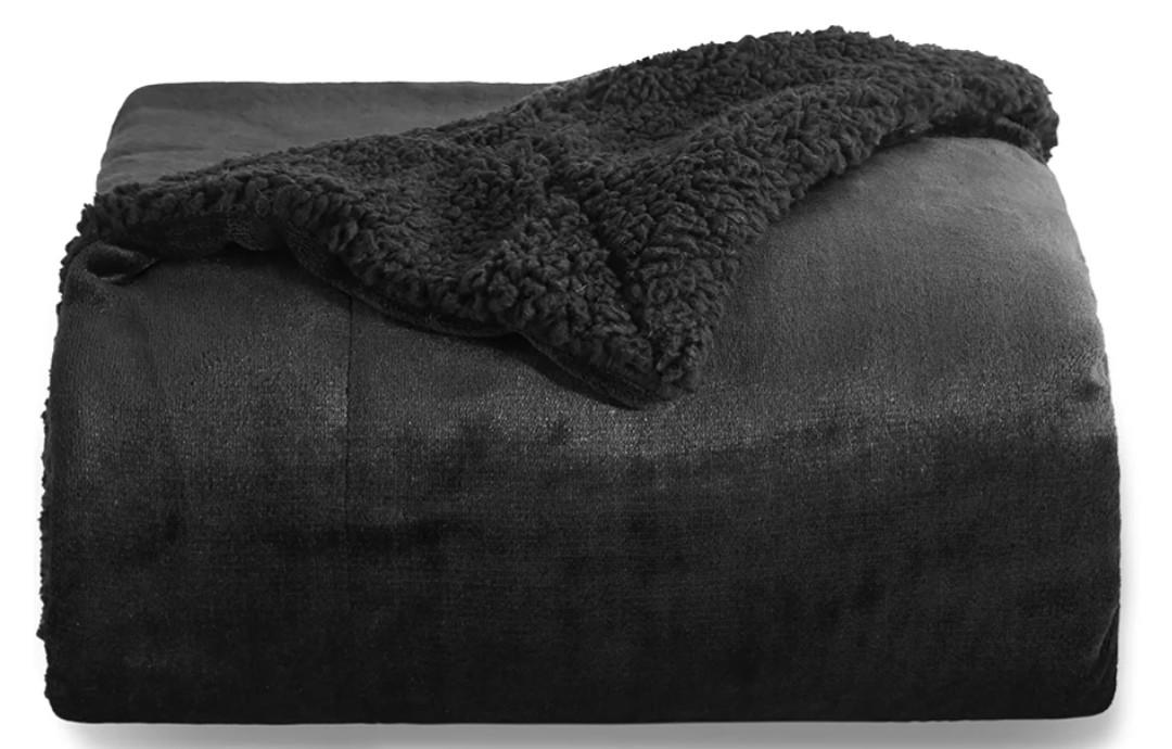 Bedsure GentleSoft Sherpa Fleece Twin Size Blanket for Couch, Non-Heated, Thick and Warm Throw for Women and Men, Soft Fuzzy Plush Twin Blanket for Winter, Black, 60x80 Inches