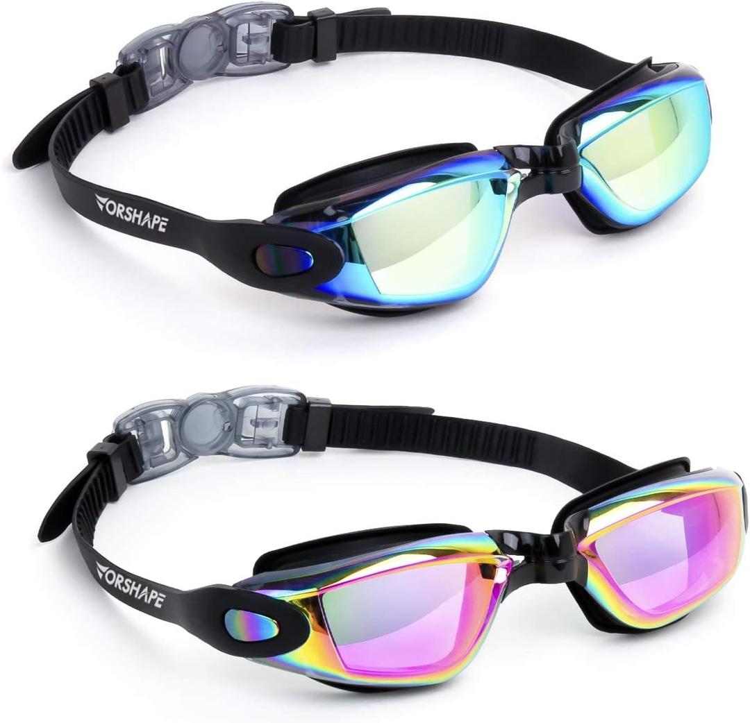 Adult Swim Goggles 2 Pack Anti Fog Swimming Goggles, No Leaking UV Protection Pool Goggles for Men Women Youth