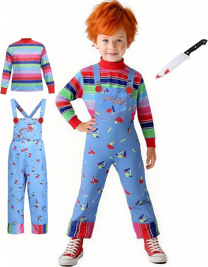 Halloween Chucky Costume for Kids Adult Good Guys Doll Child’s Play Cosplay Jumpsuit Includes Tattoo Scars and Prop Knife M Halloween Chucky Costume for Kids Adult Good Guys Doll Child’s Play Cosplay Jumpsuit Includes Tattoo Scars and Prop Knife M